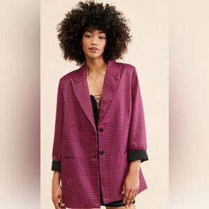 Ichi Ixtrila Printed Blazer-Houndstooth